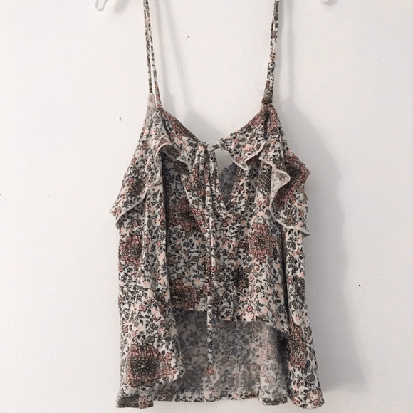 Pink and white floral crop tank top - Picture 2 of 4